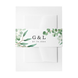 グリーンエレガントリ葉ーフローラモダンベリーバンド 招待状ベリーバンド