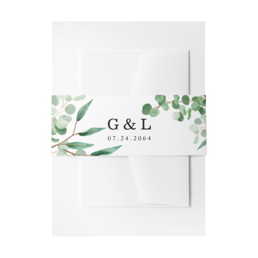 グリーンエレガントリ葉ーフローラモダンベリーバンド 招待状ベリーバンド (正面例)