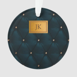 グリーンエレガントレザー、ダイヤモンド、モノグラム オーナメント
