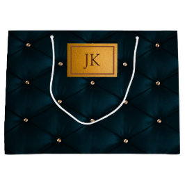 グリーンエレガントレザー、ダイヤモンド、モノグラム ラージペーパーバッグ
