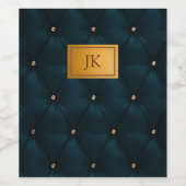 グリーンエレガントレザー、ダイヤモンド、モノグラム ワインラベル (シングルラベル)