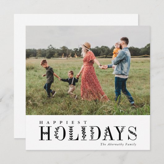 グリーンエレガントレタリングハッピーストブラック |写真 シーズンカード (正面/裏面)