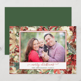 グリーンエレガントレッドホリデーフローラクリスマスフォト