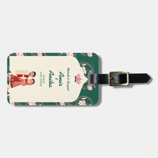 グリーンエレガントロータランタンズメンディサンゲ結婚ズ ラゲッジタグ (正面横)