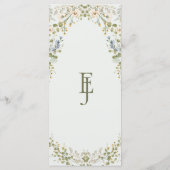 グリーンエレガントワイルドフラワーパステル結婚ズ メニュー (裏面)