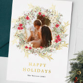 グリーンエレガントワン写真楽しいクリスマス金ゴールド 箔シーズンカード