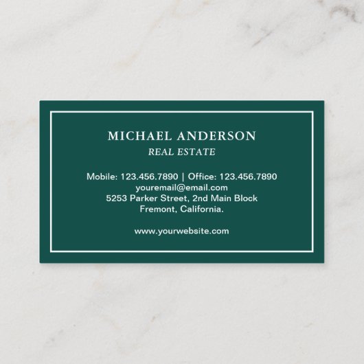 グリーンエレガントヴィンテージアンティーク鍵実在エテート 名刺 (裏面)