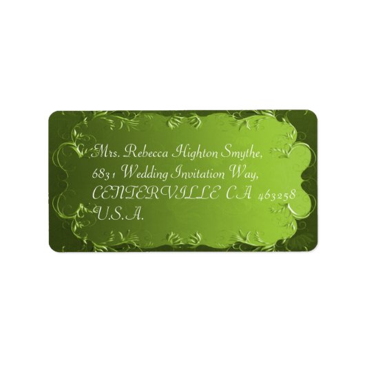 グリーンエレガントヴィンテージウェディング住所 シール (正面)