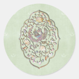 グリーンエレガントヴィンテージウェディング封筒用シール ラウンドシール