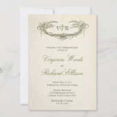 グリーンエレガントヴィンテージフローリハーサルディナー 招待状 (正面)