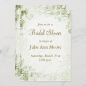 グリーンエレガントヴィンテージブライダルシャワー招待 招待状 (正面/裏面)