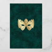 グリーンエレガント仮装マスクキンセアニェラ 箔招待状 (裏面)