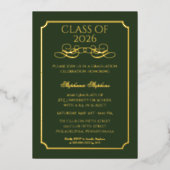 グリーンエレガント大学卒業パーティー金ゴールド 箔招待状 (正面)