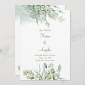 グリーンエレガント救フローラ日付の間引き招待状 招待状 (正面/裏面)