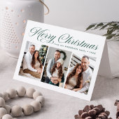 グリーンエレガント書道楽しいクリスマス3写真 シーズンカード