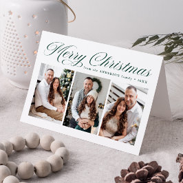 グリーンエレガント書道楽しいクリスマス3写真 シーズンカード