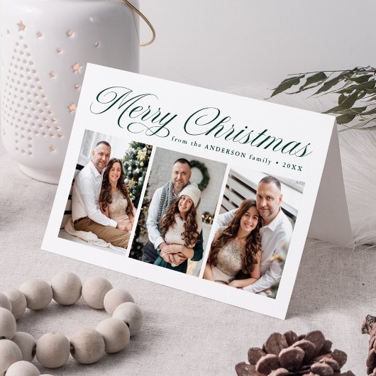 グリーンエレガント書道楽しいクリスマス3写真 シーズンカード