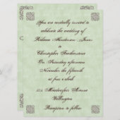 グリーンエレガント淡い色のヴィンテージウェディング招待状 招待状 (正面/裏面)