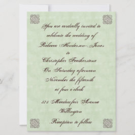 グリーンエレガント淡い色のヴィンテージウェディング招待状 招待状