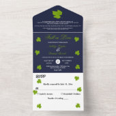 グリーンエレガント紅葉ネイビーブルーフローラ結婚ズ オールインワン招待状 (内側)