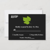 グリーンエレガント紅葉ブラックフローラ結婚ズ 出欠カード (正面)