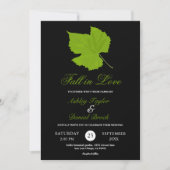 グリーンエレガント紅葉ブラックフローラ結婚ズ 招待状 (正面)