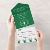 グリーンエレガント素朴グラスボホシック秋の結婚式 オールインワン招待状 (貼ってはがせる)