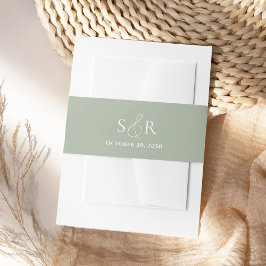 グリーンエレガント結婚ズモノグラムシンプル 招待状ベリーバンド