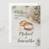 グリーンエレガント結婚ズ 招待状 (正面/裏面)