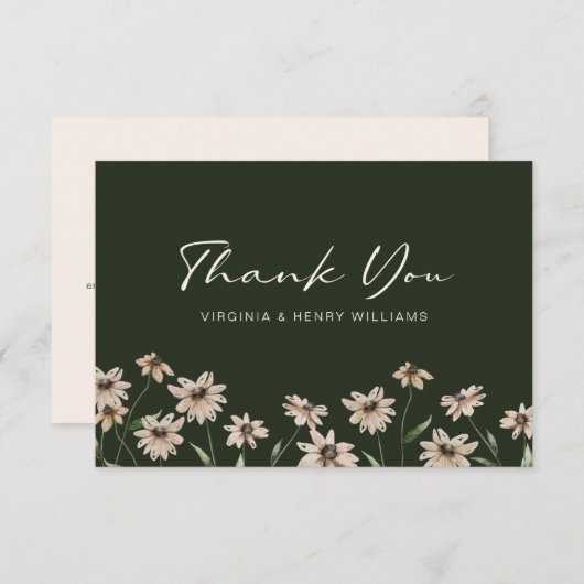 グリーンエレガント結婚フローラ サンキューカード (正面/裏面)