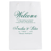 グリーンエレガント結婚歓迎 ミディアムペーパーバッグ (正面)