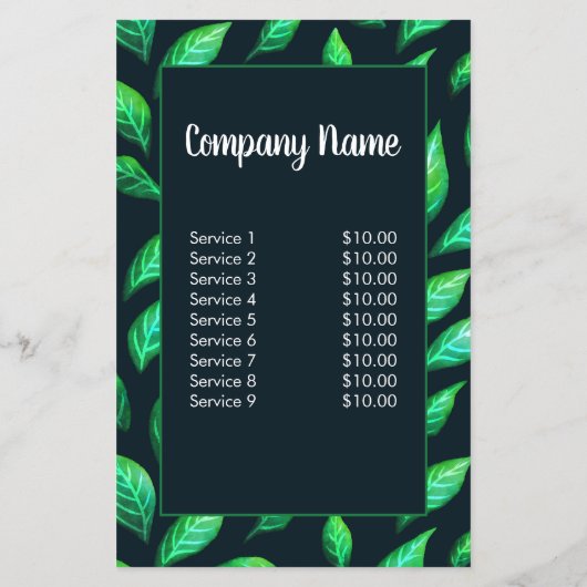 グリーンエレガント葉ボタニカル会社割引 チラシ (裏面)