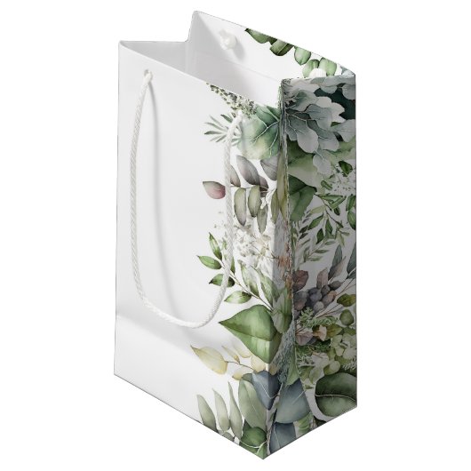 グリーンエレガント葉素朴結婚式の引き出物抱き枕 スモールペーパーバッグ (正面アングル)