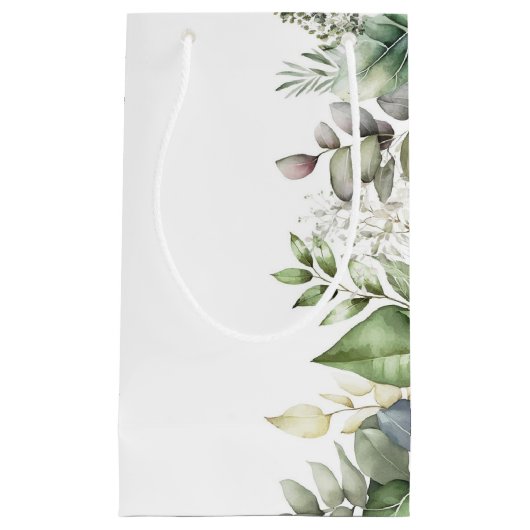 グリーンエレガント葉素朴結婚式の引き出物抱き枕 スモールペーパーバッグ (正面)