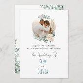 グリーンエレガント葉結婚式招待状 招待状 (正面/裏面)