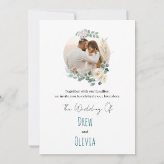 グリーンエレガント葉結婚式招待状 招待状