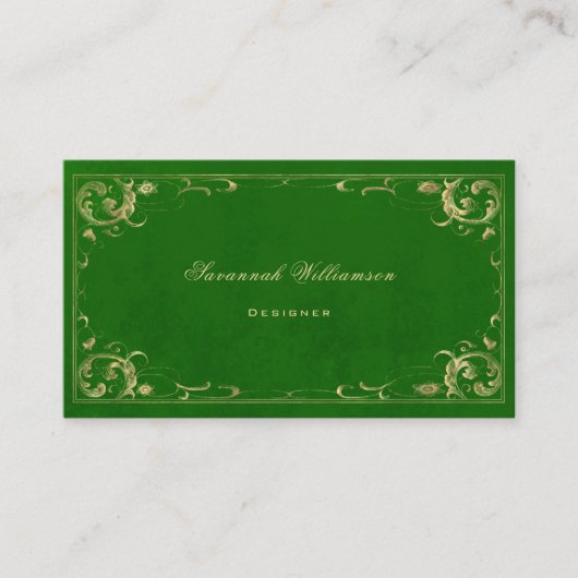 グリーンエレガント金ゴールドのカスタマイズ 名刺 (正面)