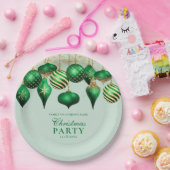 グリーンエレガント金ゴールドオーナメントクリスマスパーティー ペーパープレート (パーティー)