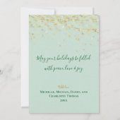 グリーンエレガント金ゴールドオーナメントメリークリスマスカード (裏面)