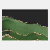 グリーンエレガント金ゴールドグリッターマーブルゲート ラッピングペーパーシート (正面)