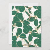 グリーンエレガント金ゴールドゴム植物群葉デザイン 招待状 (裏面)