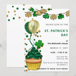 グリーンエレガント金ゴールドシャムロックSt patricks day 招待状