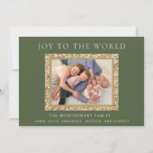 グリーンエレガント金ゴールドジョイクリスマスホリデーフォト シーズンカード (正面)