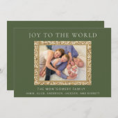 グリーンエレガント金ゴールドジョイクリスマスホリデーフォト シーズンカード (正面/裏面)