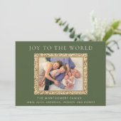 グリーンエレガント金ゴールドジョイクリスマスホリデーフォト シーズンカード (スタンド正面)