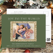 グリーンエレガント金ゴールドジョイクリスマスホリデーフォト シーズンポストカード