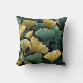 グリーンエレガント金ゴールドジンコ葉ブラック クッション (正面)