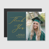 グリーンエレガント金ゴールドスクリプト卒業ありがとう (正面/裏面)