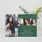 グリーンエレガント金ゴールドスクリプト4写真研究科 招待状 (スタンド正面)