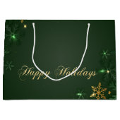 グリーンエレガント金ゴールドスノーフレーク ラージペーパーバッグ (正面)